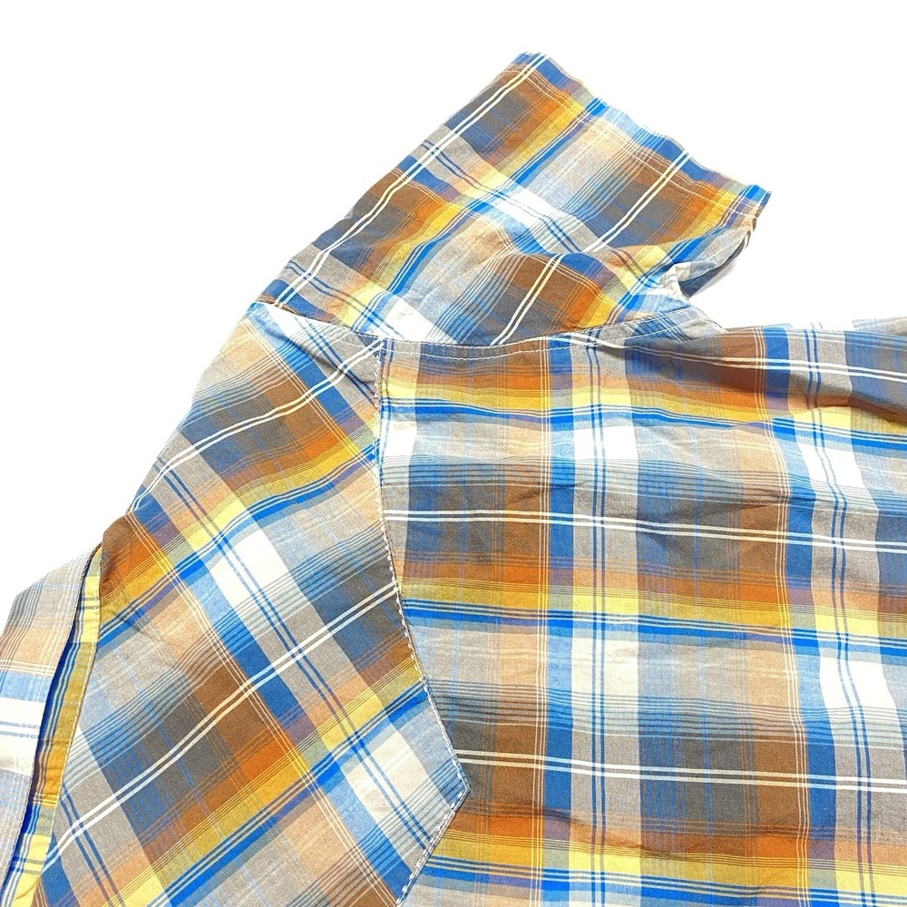 Wrangler Retro Western Mens Medium M Brown Plaid Pearl Snap Short Sleeve READ - Picture 10 of 12